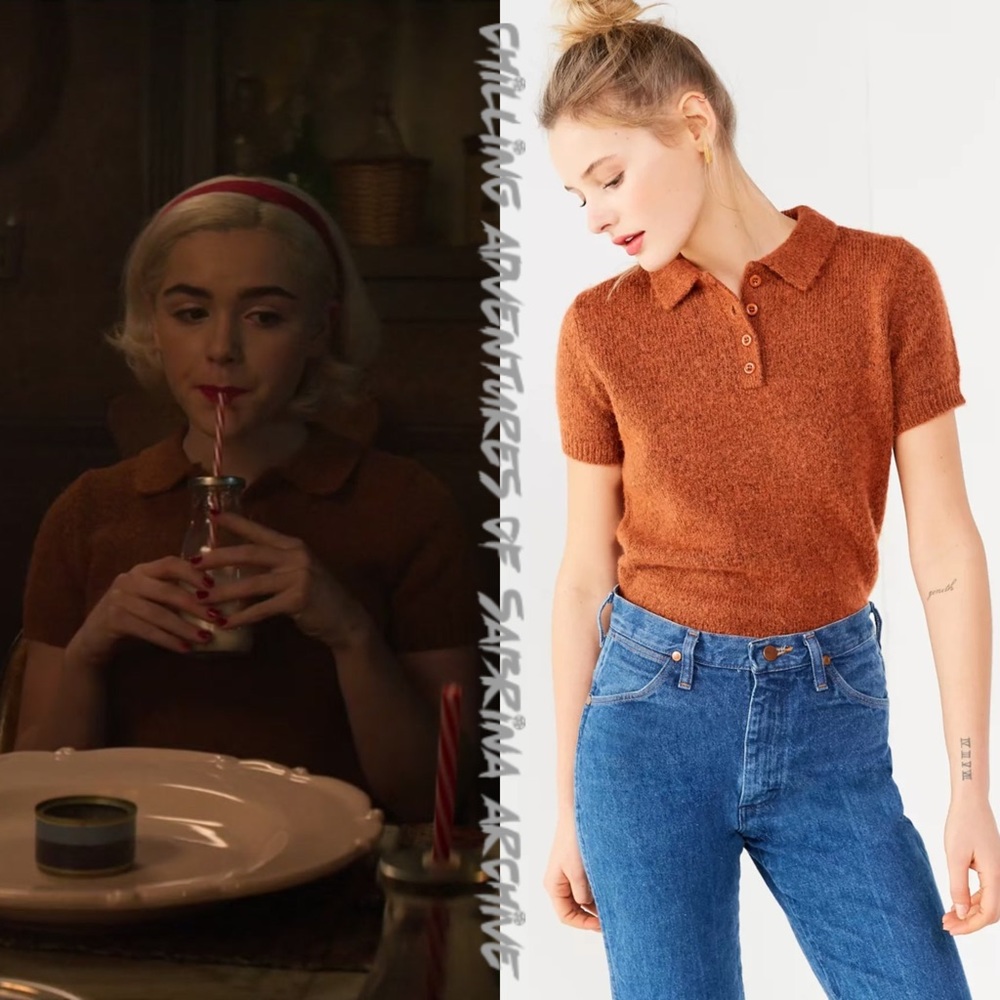 Urban Outfitters Shrunken Fuzzy Polo Sweater